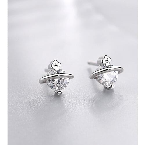2019 Hot Sale Pure 925 Sterling Silver Fixed Star Stud Earrings For Women AAA Cubic Zircon Stone Gold Earring Fine Jewelry Gifts