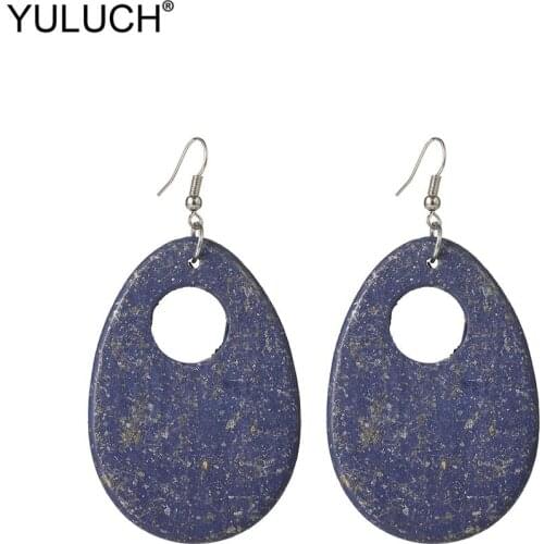 YULUC 2019 Vintage Hollow Wooden Dangle Earrings Fashion Jewelry Ethnic Imitation Rust Big Water Drop Earrings For Women Party