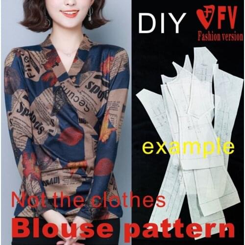 Female soil high stretch fabric long-sleeved T-shirt small shirt sewing structure drawing 1:1 clothes pattern BXS-53