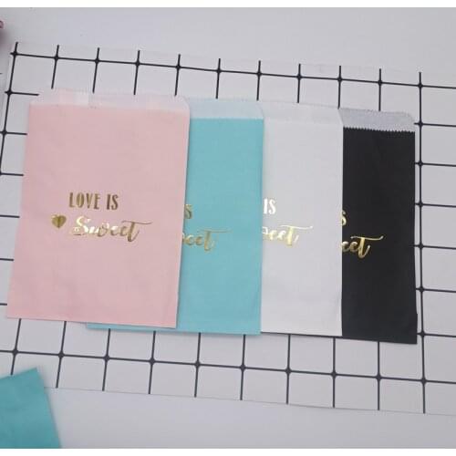 10pcs Love Is Sweet Paper Treat Bags Favors Gifts Candy Bag Birthday Wedding Party Craft Dragee Packaging Bonbonniere Gift