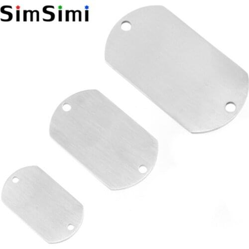 10pcs Simsimi Stainless steel 2 round holes dog tag blank ID tags pendant Both sides mirror polished high quality wholesale