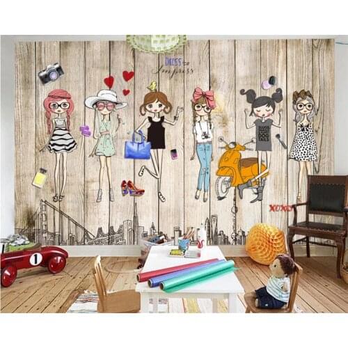 Beibehang Custom wallpaper hand-painted fashion girl mural clothing store shopping mall mural home decoration 3d wallpaper mural