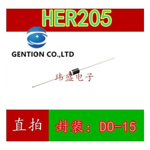 50PCS HER205 400 v 2 a super fast recovery diodes DO-15 MIC in stock 100% new and original