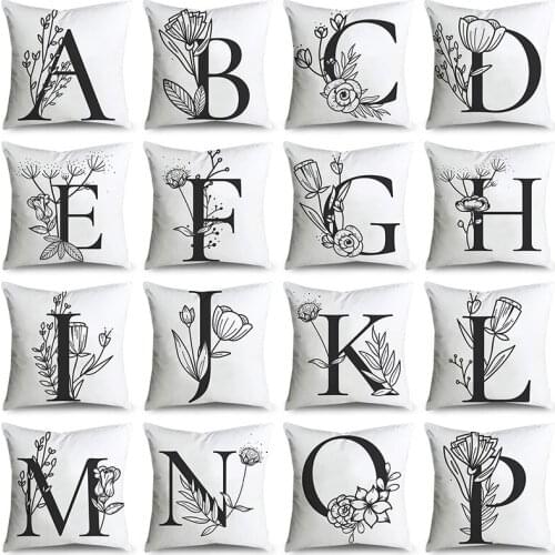 English alphabet letter cushion cover polyester bohemian pillow geometry home decoration chair sofa cover cojines decorativos