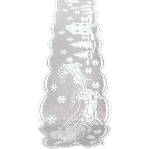 White Christmas Xmas Snowman Santa Decorations 13 x 72Inch Lace Table Runners 12x18in Placement for Table Dinne Home Dec