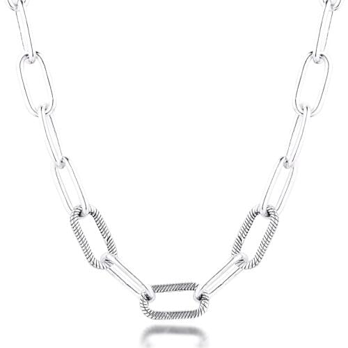 Me Link Necklace 2020 цепочка на шею Pendant Sterling Silver Jewelry Fashion Choker Necklace For Women Valentine Chain Jewelry