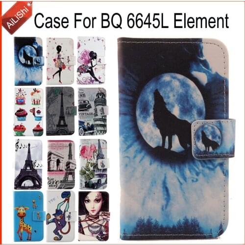 AiLiShi Case For BQ 6645L Element Luxury Flip PU Painted Leather Case BQ Exclusive 100% Special Phone Cover Skin+Tracking