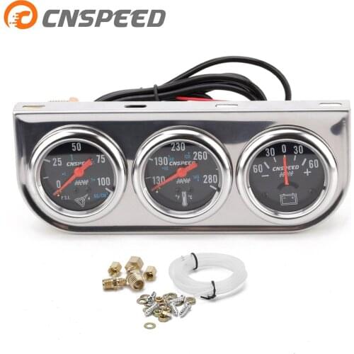 CNSPEED Amp Gauge Water Temp Oil Pressure meter 2''inch Triple Auto Gauge Set with sensor YC101324