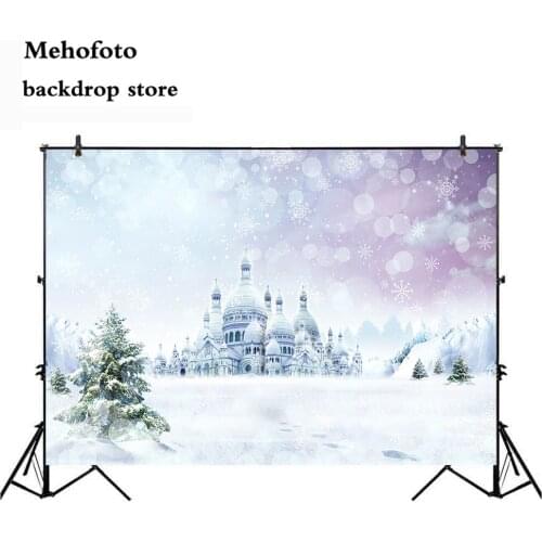 Mehofoto White Snow Photography Backdrops Castle Photo Background Bokeh Winter Back drop Studio for Family Photographic 831