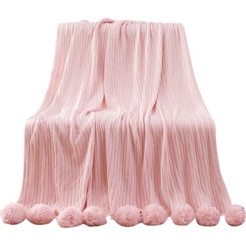 Cotton Knitted Ball Blanket Babies Accessories Newborn Breathable Air Conditioning Duvet Solid Color Sofa Infant Cover Blanket