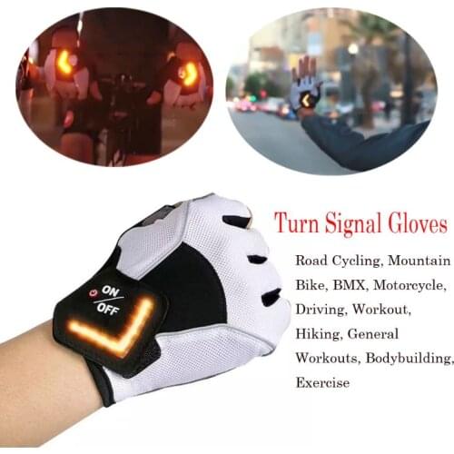 Intelligent LED Turn Signal Warning Light Outdoor Riding Gloves Men Women Bicycle Cycling Outfit Tactic Gloves for Road Bike