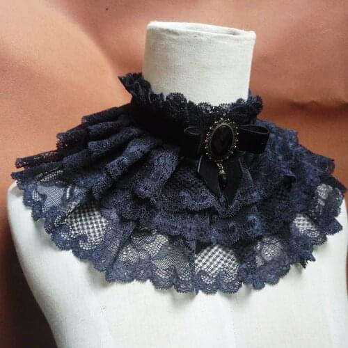 Quality Styles handmade black Princess collar lace Chiffon Sample Collar beaded Bib False Collar Fake Half Shirt