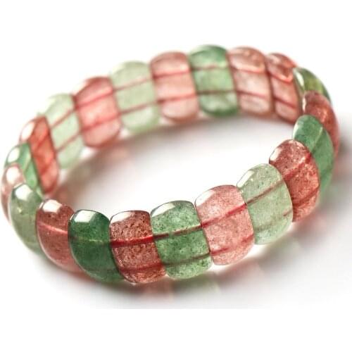 Strawberry Quartz red/green oblong bracelet 15*10MM 17cm wholesale for xmas gift SWEET GIRL