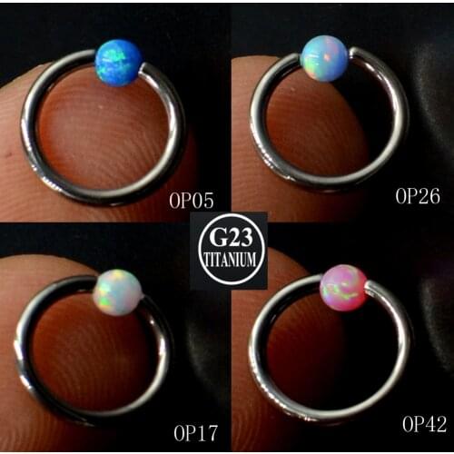 1PC 16G Titanium Nose Rings Captive Bead Ring Opal Ball Ear Septum Helix Closure Nipple Lip Tragus Eyebrow Piercing Jewelry