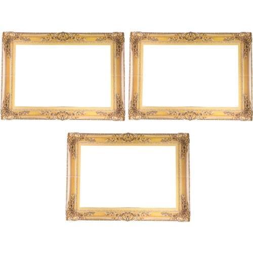 3Pcs Wedding Photography Photobooth Props DIY Paper Picture Frames Photo Props Party DIY Accessoties (Golden)