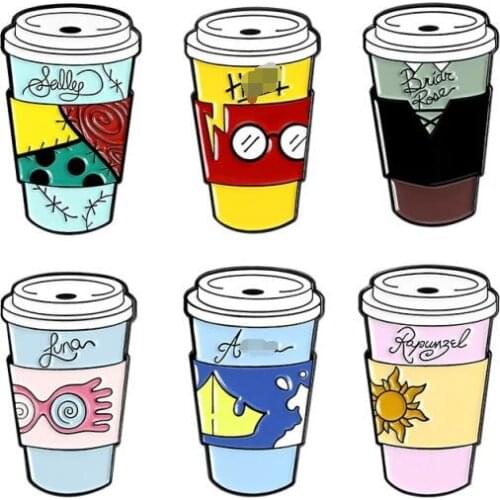 Creative Milk Coffee Mug Pins badges lapel pins Brooches for coffee lover