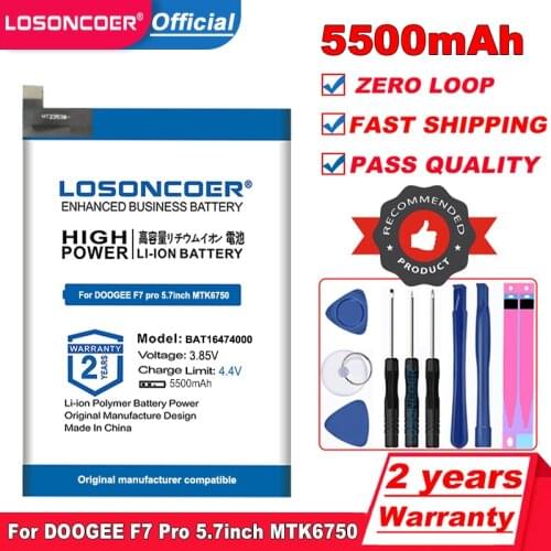 Top Brand 100% New 5500mAh BAT16474000 Battery for DOOGEE F7 pro 5.7inch MTK6750 Octa Core Android 6.0 Smartphon Batteries
