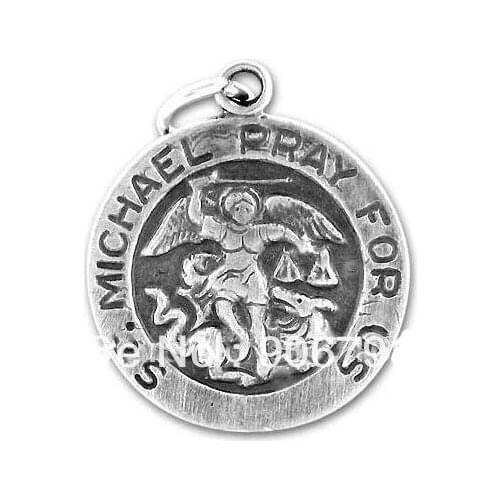 Metal round with Satin Finish St. Michael Charm good jewelry