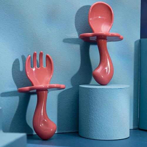 Mini Anti-choke Self Feed Training Complementary Food Baby Spoon Fork Utensil Dishware Flatware Utensils Baby Kids Cutlery