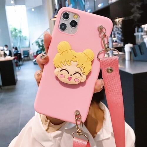 For Samsung A7 A8 A9 A6 Plus J4 J6 J8 PLus A10 20s A20E M10 20 30 Soft TPU Phone Strap Rope Case