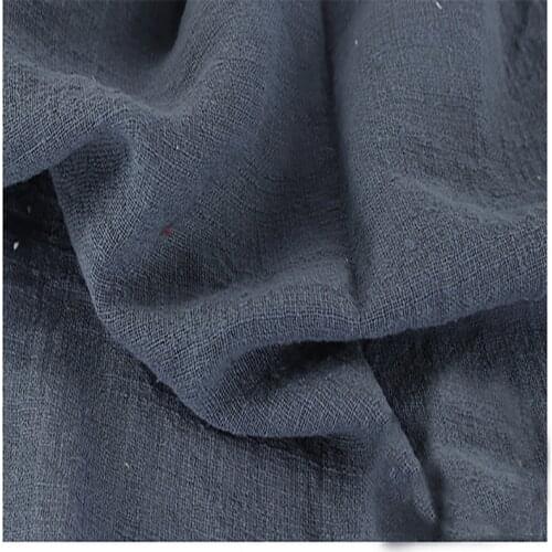 Soft Linen Cotton material deep grey crincle wrinkle tissue scarves dress double layer linen cotton crepe fabric By meter