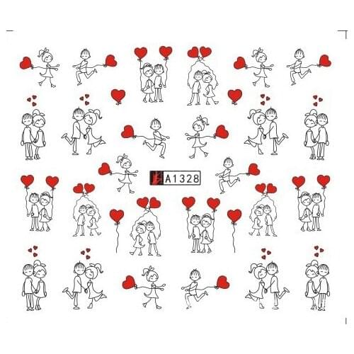 Nail Sticker Decals Love Heart Sweet Kiss Nail Art Decorations foil nail art Sliders for nails DIY Design nailart accesoires