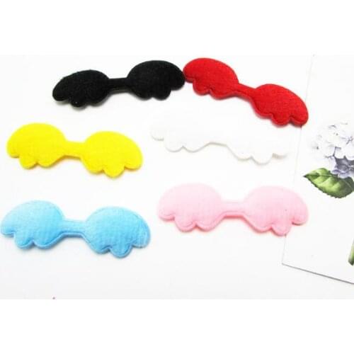 Sew on Mix Color 5.5X2CM 50pcs/lot Furry Felt Angel wing Padded Appliques for Cloth Decoration, Angel wing Hair Accessories