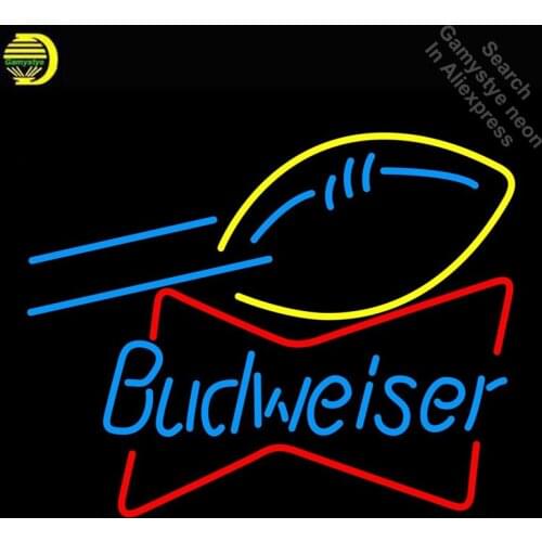 Budweise football bowtie Neon Sign GLASS Tube Handcraft neon Light Signs custom Advertise sports vintage neon lamps wholesale