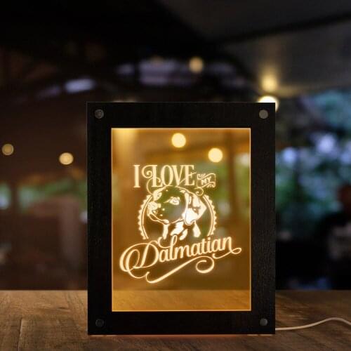 I Love my Dalmatian Carriage Dog 3D Optical illusion Night Light Spotted Coach Dog Plum Pudding Dog Table Lamp Frames Kids Gift