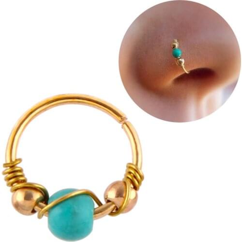 2021 New Boho Bead Ring Ear Hoop Nose Ring Loop Ear Tragus Cartilalge Piercing Ring Body Jewelry Earring