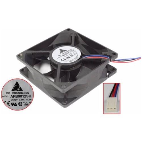 Delta Electronics AFB0812SH 6C06 DC 12V0.51A 80x80x25mm Server Cooling Fan