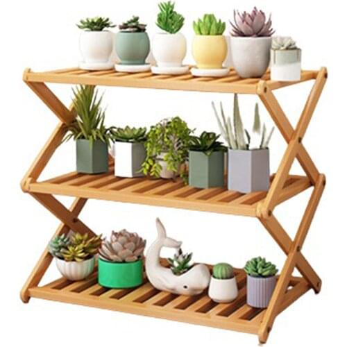 Plant Shelf Storage Living Room Bedroom Flower Stand Space Saving Balcony 3 Tier Yard Bamboo Display Freestanding Indoor Outdoor