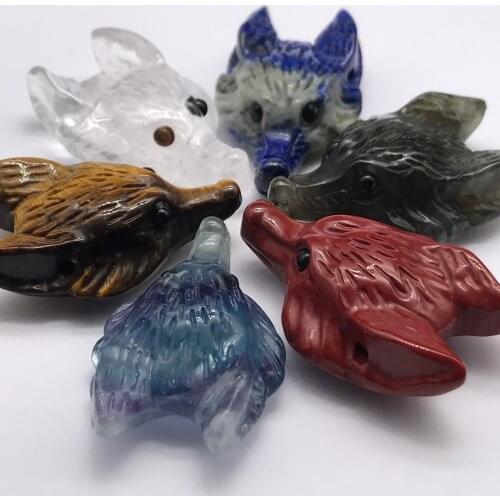 Natural crystal The fox head Accessories DIY Handcrafts Healing Crystal Animal Jewelry Quartz Reiki crystal decoration home