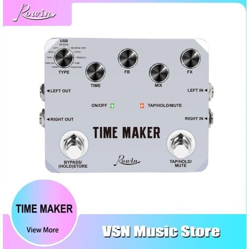Rowin Time Maker 11 Types of Ultimate Delay Pedal for Guitar Bass with Tap Tempo 3 orders