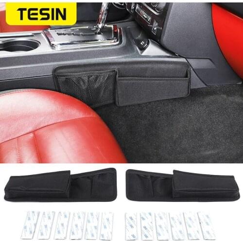 TESIN Car Center Console Pouch Gear Shift Storage Bag Organizer Cell Phone Holder for Dodge Challenger 2009-2014 Car Accessories