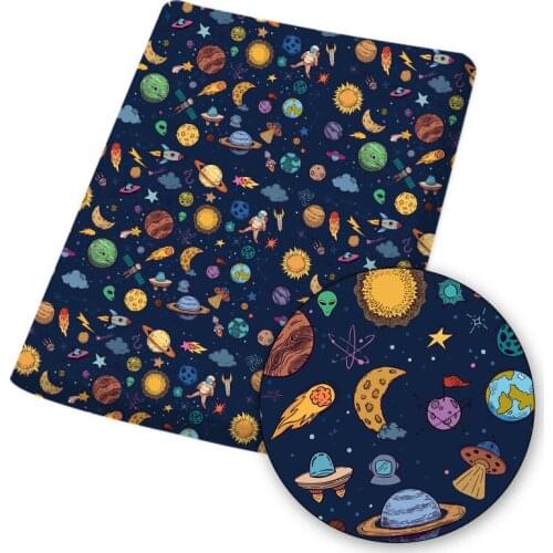 Polyester Cotton Fabric Cloth Space Alien Printed Cartoon Fabric For Dress DIY Bag Patchwork Sewing Supplies 45*145cm/pc IBOWS