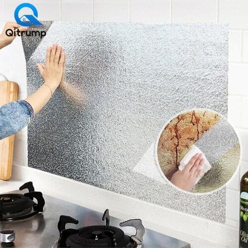Waterproof Kitchen Wall Stove Countertop Wallpaper Aluminum Foil Oil-proof Anti-fouling High-temperature Self-adhesive Stickers