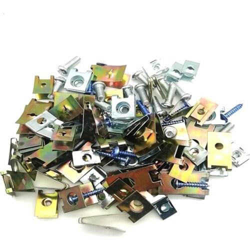 Clips Panel Fasteners Car Body Door Fender Mixed 100 Pieces U Type Trim