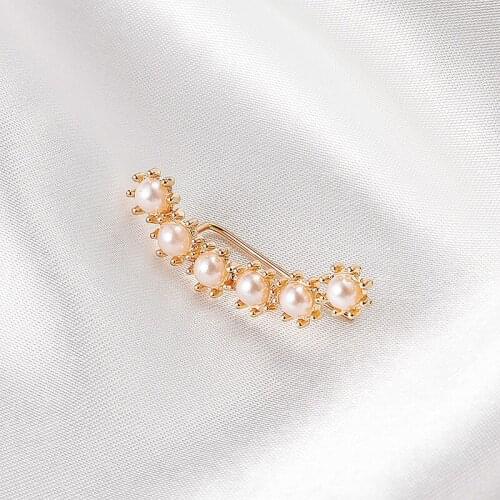 Pearl Jewelry Clip On Earrings for Women Punk Ear Cuff Gold 1pc Geometric Irregular Pearl Ear Bone Clip Earrings for Women Party