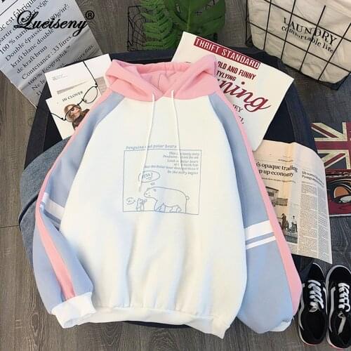 LUEISENY Casual Cute Print Hoodie Women Sweatshirt Autumu Streetwear Tops Long Sleeve Hoodies Pullover Girls Oversize Sweatshirt