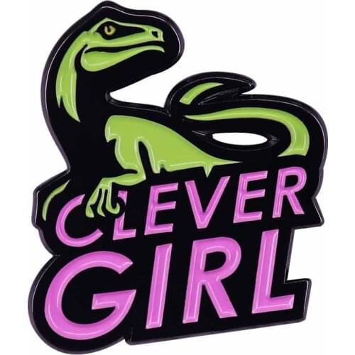 Clever Girl Dinosaur Pin Fallen Kingdom Paleontology Prehistoric Raptor T-Rex Art Badge Jurassic Park Fans Flair Collection