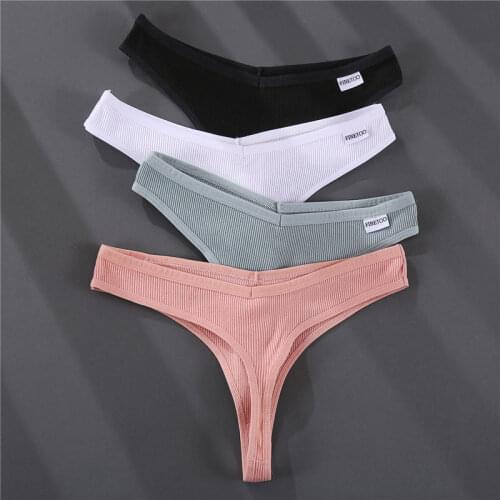 3PCS/Set G-string Thong Panties Cotton Womens Underwear Sexy Panties Female Underpants Thong Solid Color Pantys Lingerie