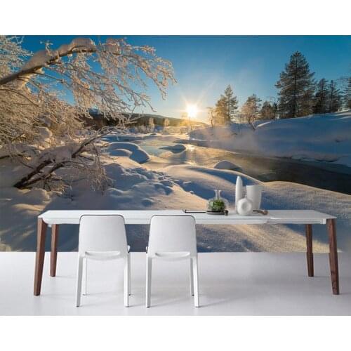Papel de parede Winter Snow Nature photo 3d wallpaper murals,living room TV backdrop sofa wall bedroom wall papers home decor