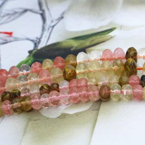 4x6mm 5x8mm Pink multicolor watermelon tourmaline faceted abacus shaped loose beads 15inches DIY optional size women jewelry