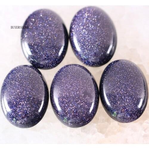 For Jewelry Making Necklace Pendant Bracelet Earrings 18x25MM&15x20MM Oval Natural Stone Bead Blue Sandstone CAB Cabochon 5Pcs