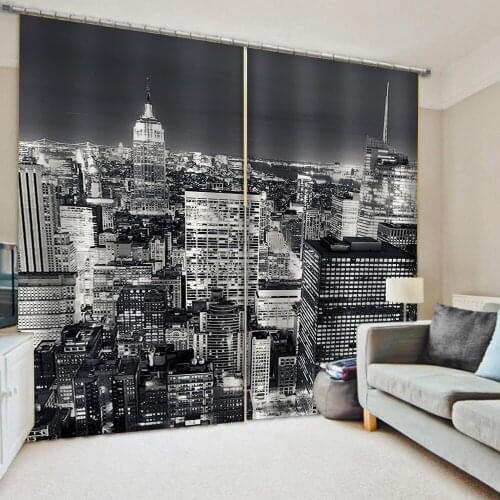 Custom white and black building curtains 3D Window Curtains For Living Room Bedroom Customized size 3d curtains