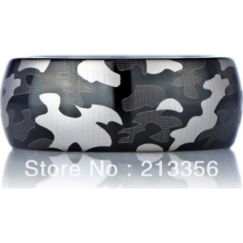 Free Shipping Buy Cheap Price Jewelry USA Brazil Russia HOT Selling 8MM Mens Black Dome Camouflage New Tungsten Wedding Ring