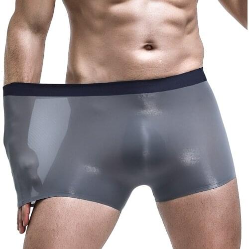 Men Underwear Boxers Sexy Ice Silk Seamless Boxer Pouch Sleepwear Breathable Underwear Pants Shorts Comfortable Bulge Panties