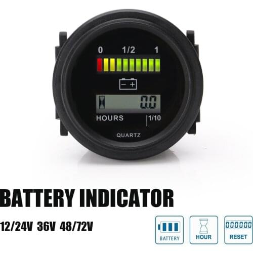 Digital Lcd Hour Meter with led battery indicator Gauge 12V 24V 36V 48V 72V