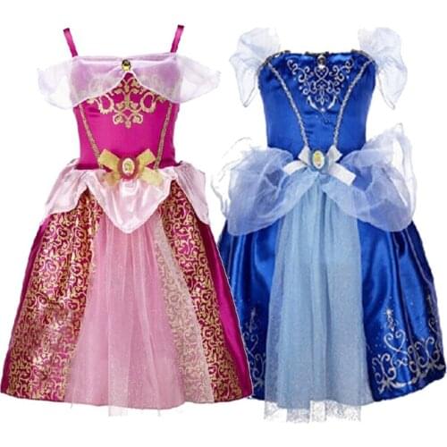 Kids Cinderella Dress Girl Dress Up Cinderella Cosplay Child Carnival Christmas Halloween Costume Princess Party Evening Dress